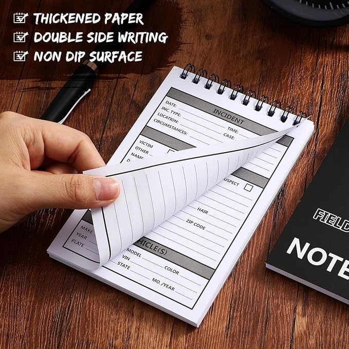 Teling 16 Packs Public Safety Police Field Interview Notebook Report Notepad for Law Enforcement Officer Gifts Ticket Book Notebook Cop Interview Equipment Accessories, 70 Sheets/ 140 Pages