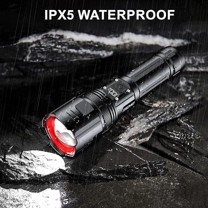 Flashlights High Lumens, USB Rechargeable Flashlight with LCD Digital Power Display, Zoomable LED Super Bright Flash Light, 4 Mode, IPX5 Waterproof for Camping, Emergencies and Outdoor