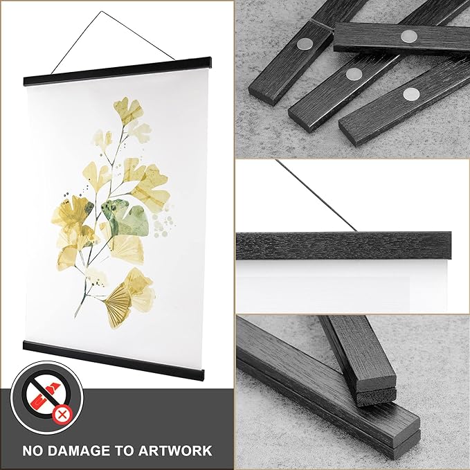 WITCOLOR Magnetic Poster Hanger Frame, 2 Pack Black Magnet Poster Frames 9x11 9x27 9x12 9x13 Poster Holder for Paintings, Photos, Maps, Scrolls, Picture, Canvas Works and Christmas Prints