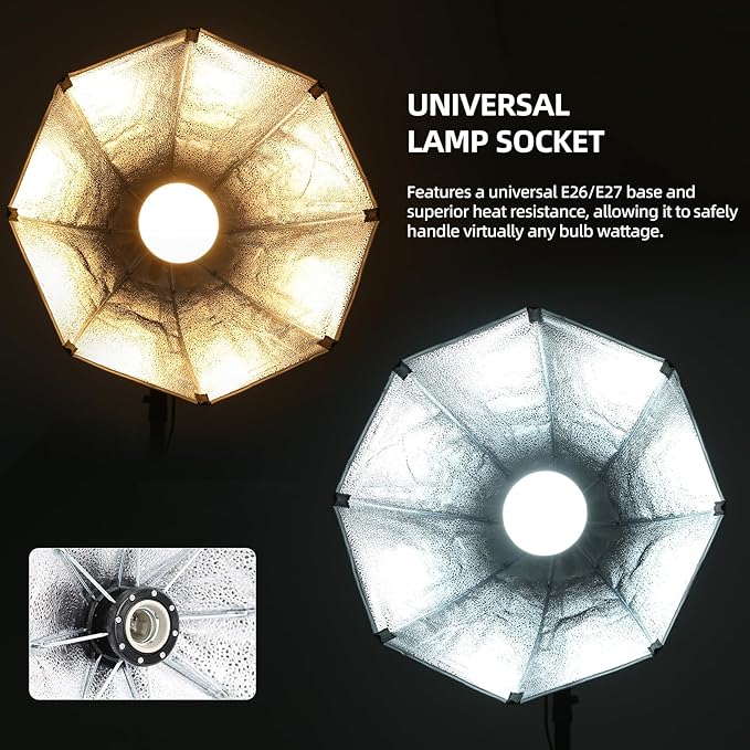 2PACK Professional Softbox Lighting Kit, 20'' x 20'' Studio Lights with 85W 2700-6500K E27 LED Bulbs, Continuous Lighting for Photography/Video Recording/Live Streaming
