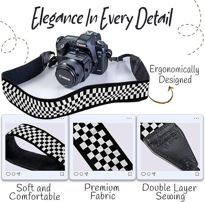 Art Tribute Camera Strap for All DSLR and Mirrorless Cameras. Add Your Name Or Initials Make It a Personalized Gift