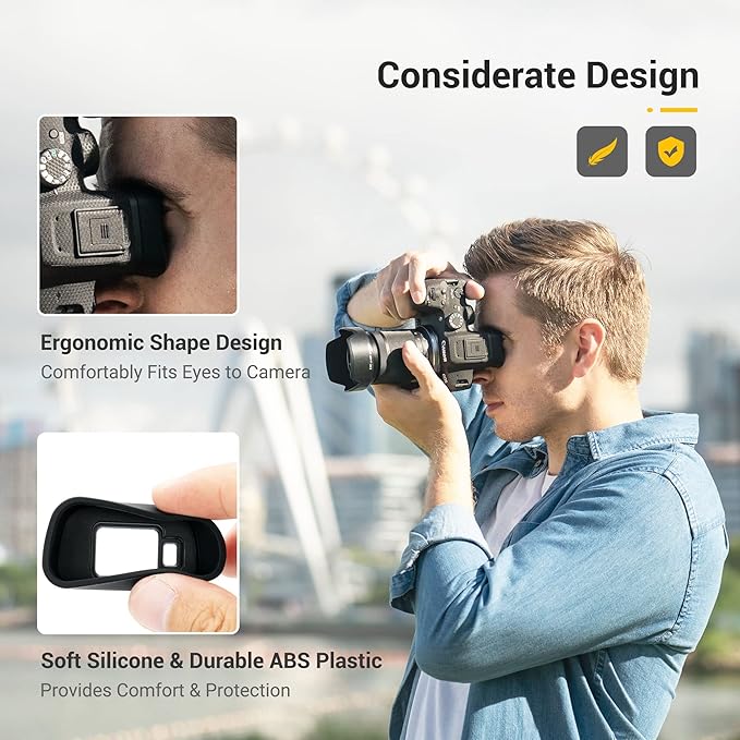 JJC Eyecup Eyepiece Viewfinder for Canon EOS R7 Camera with Soft Silicone Extended Design