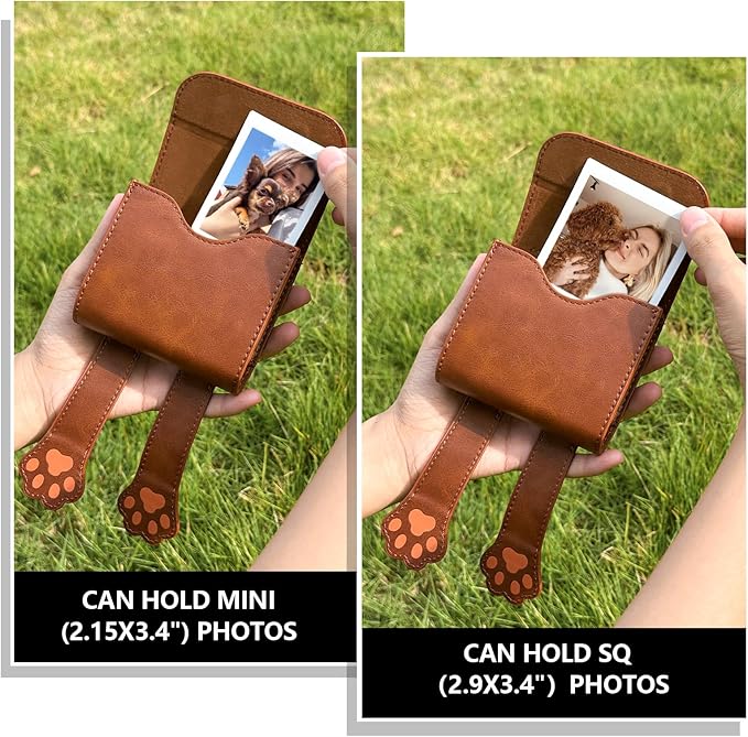 WOGOZAN Square Album for Fujifilm Instax Square/SQ1/SQ40/SQ6/SQ10/SQ20/SP-3 Instant Camera 2.9x3.4 Inch Films for Instax Square Film, SQ Photo Pouch Bag with PU Leather Material (Brown Bear)