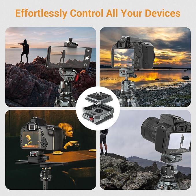 Leaplumin Camera Quick Release Plate Kit with Double Secure Safety Lock，Aluminium Quick Release Plate Arca QR Clamp with Quick Switch Auto Lock Design，Arca Type Quick Release Plate Kit with Leveler