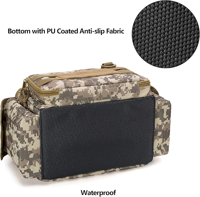 Small Tool Bag with Anti-friction and Thick Padded Bottom, Tool Storage Organizer for Men, Tactical Range Bag, Multi-functional Work Bag for Repairman, Electrician, Carpenters (Camo)