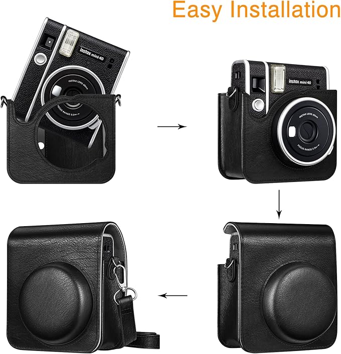 Fintie Protective Case for Fujifilm Instax Mini 40 Instant Camera - Premium Vegan Leather Bag Cover with Removable Adjustable Strap