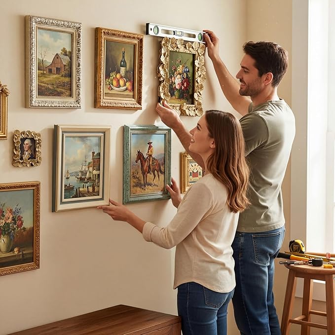 Kathfly 30 Pack Vintage Picture Frames for Wall or Tabletop Display Ornate French Country Frames Vintage Farmhouse Decor Antique Wall Art Set for Gallery Bedroom Living Room Decor (Classic Style)