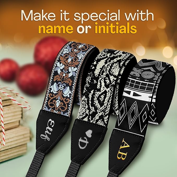 Art Tribute Camera Strap for All DSLR and Mirrorless Cameras. Add Your Name Or Initials Make It a Personalized Gift