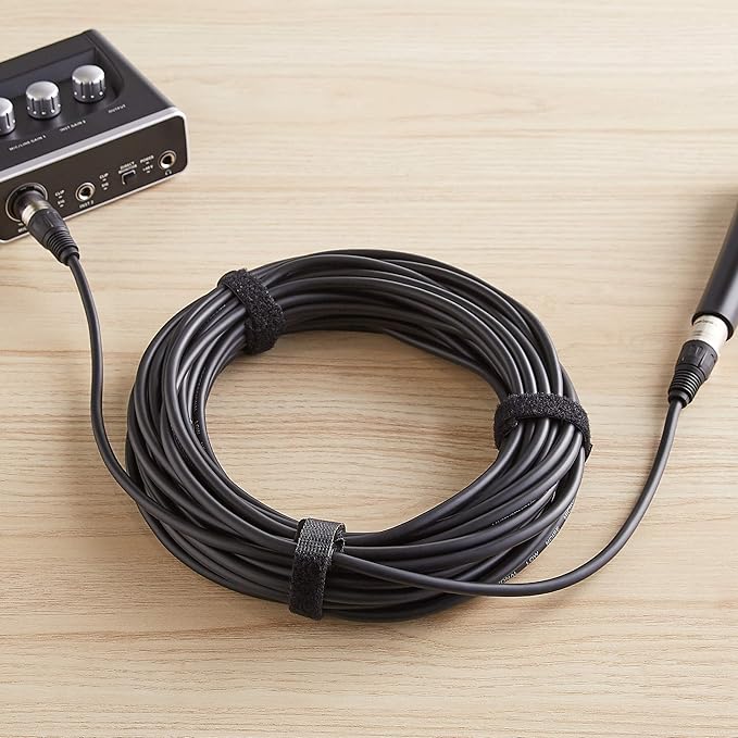 Amazon Basics XLR Microphone Cable for Speaker or PA System, Recording Studio, All Copper Conductors, 6MM PVC Jacket, 50 Foot, Black