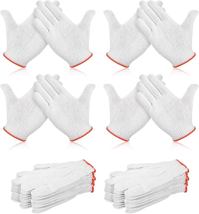 COMNICO 36 Pairs White Cotton Gloves, Polyester Knitted Safety Gloves Soft Breathable Hand Working Glove Liners for Men Women Gardening Warehouse Cooking Work