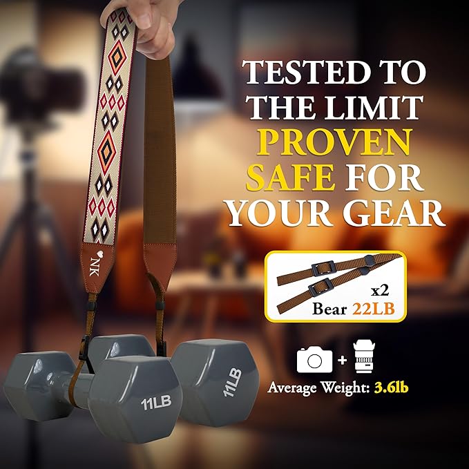 Art Tribute Camera Strap for All DSLR and Mirrorless Cameras. Add Your Name Or Initials Make It a Personalized Gift