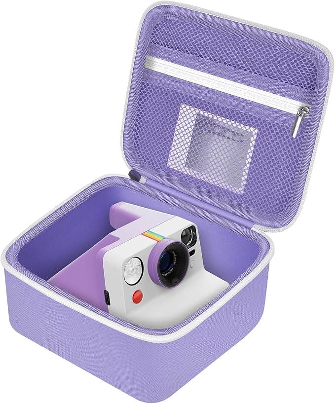Portable Carrying Case Compatible with Polaroid Now 2nd/ for 3rd Generation I-Type Instant Camera/for Now/for Now+/ for OneStep 2 VF/for OneStep+ Instant Film with Mesh Pocket (Purple)