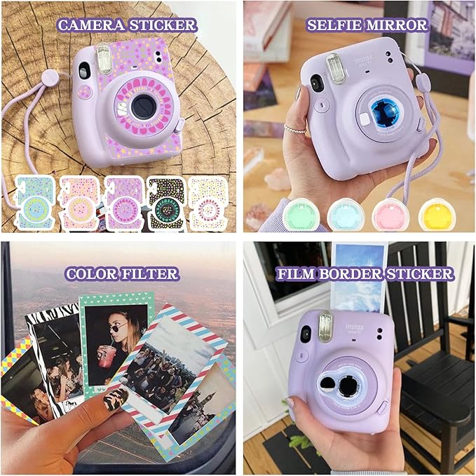 WOGOZAN Mini 11 Accessories for Fujifilm Instax Mini 11 Instant Camera Include Case, Color Filters, Photo Album, 2x3 Frames, Selfie Lens and Stickers (Dream Cloud) (No Camera)