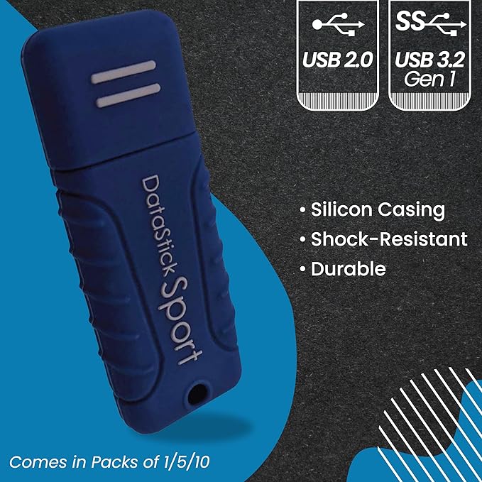 Centon Electronics MP Essential USB 3.2 Gen1 DataStick Sport Flash Drive, 32 GB USB Flash Drive, Navy Blue