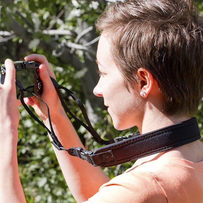 OP/TECH USA DSLR Camera Strap for Mirrorless Cameras – Quick Release Camera Strap, Comfortable Neck Strap, Durable Camera Accessories for Lightweight Cameras (Black)