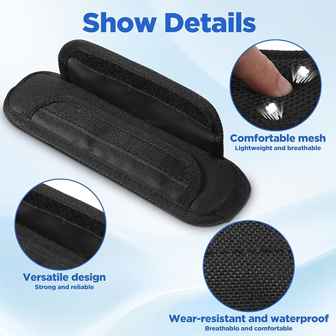 Sibba 2 Pack Black Thick Shoulder Strap Pad, Universal Replacement Backpack Luggage Pad Bags Shoulder Strap Pads Anti-Slip & Breathable Fastener Cushion Pads for Messenger Bags Crossbody Guitar Straps