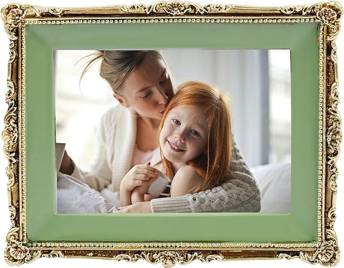 Hymmah Wallet Picture Frame Vintage Photo Frame Ornate Textured Hand-Crafted Resin Picture Frame with Easel & Hook for Tabletop & Wall Display, Decorative Floral Design Home Decor, Photo Gallery, Art,