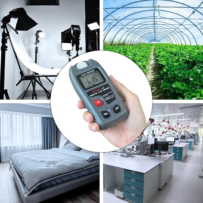 BSIDE Light Meter Digital Illuminance Meter 0.1-200,000 Luxmeter Environment Luminometer Photometer for Plants, Car Headlights Home & Office LEDs Light Photography