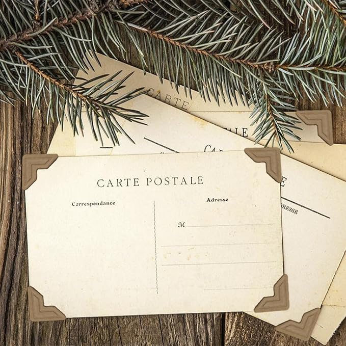 Pine & Linen 288pcs Durable Photos Corners,Photo Corner Stickers Self-Adhesive Mounting Corners, Acid Free Photo Corner for Scrapbooking/DIY Enthusiasts（Brown）