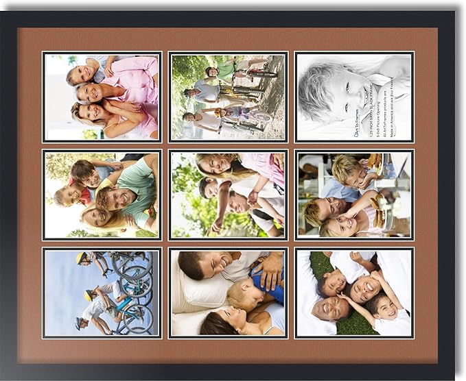 Art to Frames Double-Multimat-1049-771/89-FRBW26079 Collage Photo Frame Double Mat with 9-6x8 Openings and Satin Black Frame