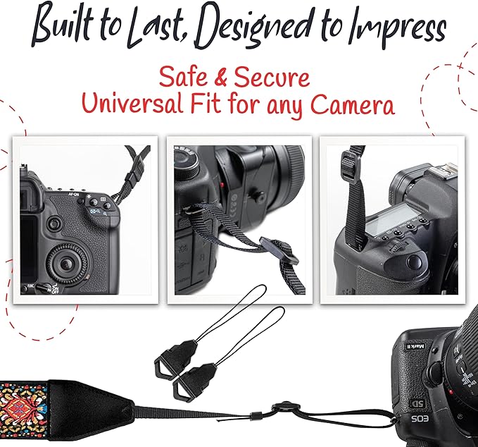 Art Tribute Camera Strap for All DSLR and Mirrorless Cameras. Add Your Name Or Initials Make It a Personalized Gift