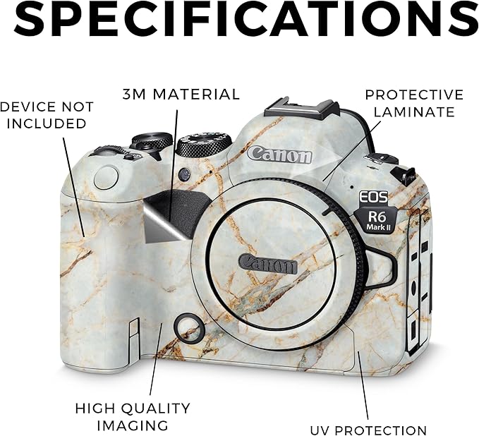 Camera Skin Compatible with Canon EOS R6 Mark II Camera (2022) - Antique Marble - Premium 3M Vinyl Protective Wrap Decal Cover - Easy to Apply | Crafted in The USA by MightySkins