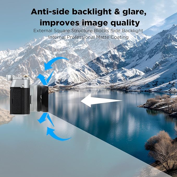Haoge LH-X200B Square Metal Lens Hood with 49mm Adapter Ring Metal Cap for Fujifilm X100VI x-100vi x100v x100f x100t x100s Fuji Photo Camera Accessories Black