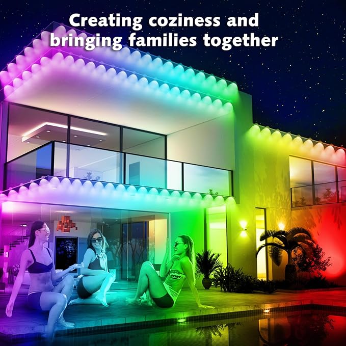 SINLEY 100FT Permanent Outdoor RGB Lights,Waterproof Smart LED Eaves Lights with App/Remote Control,for Christmas and All Holiday Decor,Daily and Accent Lighting,House Roof and Garden Lighting