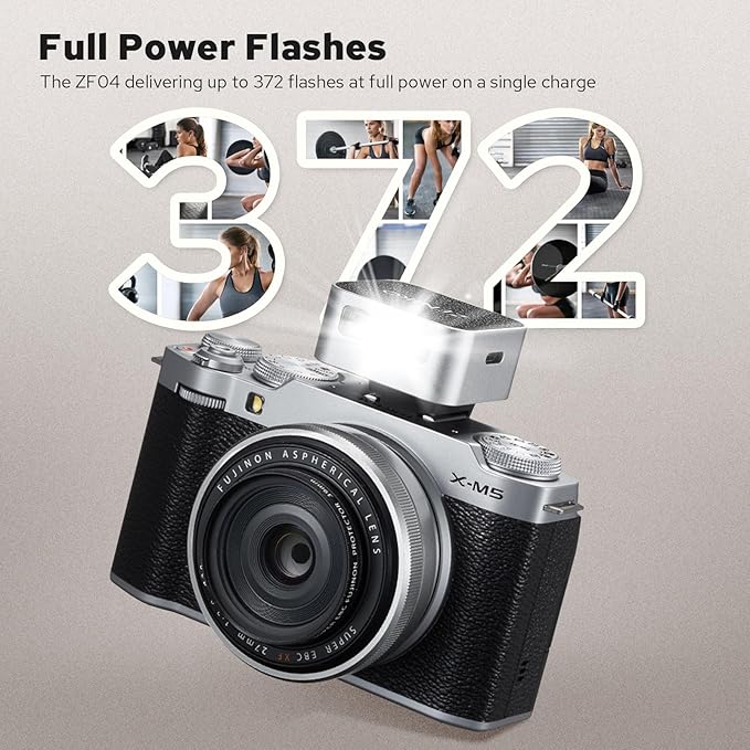 ZF04 Lightweight On-Camera Flash,Mini Flash Speedlite, CCT 6500K±200K,372 Full-Power Flash Light with Universal Hot Shoe Mount Fit for Canon, Nikon, Sony, Fuji,Leica Cameras (Silver)