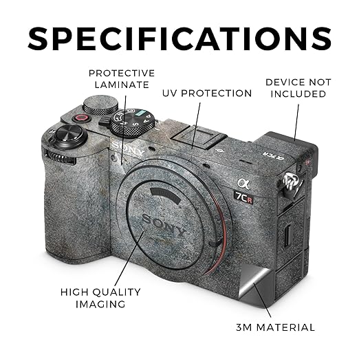 Glossy Glitter Camera Skin Compatible with Sony Alpha 7CR Camera (2023) - Shadow Concrete - Premium 3M Vinyl Protective Wrap Decal Cover - Easy to Apply | Crafted in The USA by MightySkins