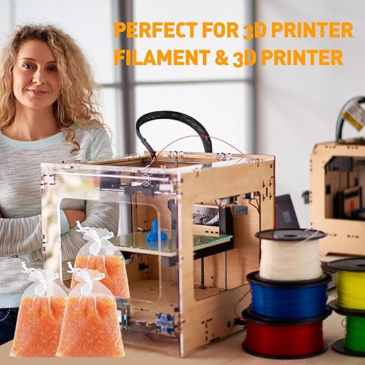 8 LBS Orange Indicating Silica Gel Desiccant Beads,(Industry Standard 3-5 mm) Rechargeable Silica Gel Beads for 3D Filament, Electronic Devices, Camera, Jewelry, Safe(25PCS Organza Bag)