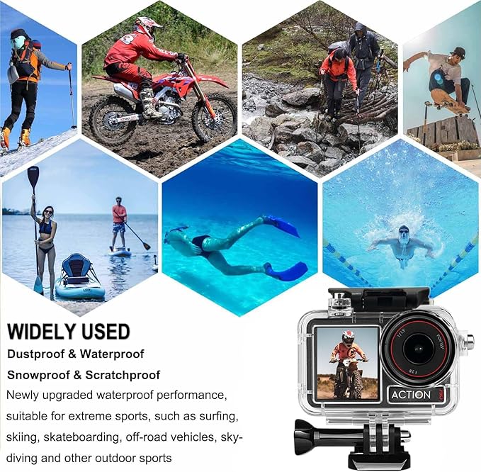 BO&DQQ Underwater Waterproof Case Compatible with DJI Osmo Action 5 Pro/Action 4/Action 3, 164FT/50M Dive Diving Housing Cover Shell with Anti-Fog Inserts Accessories