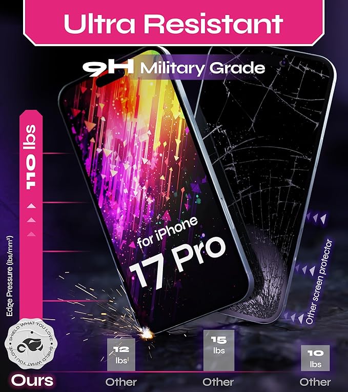 Defenslim for iPhone 17 Pro Screen Protector (2Pack), Easy Auto-Align Install Kit, 6.3" Tempered Glass, 9H Hardness, Ultra HD Clear, Case Friendly, EasyShield