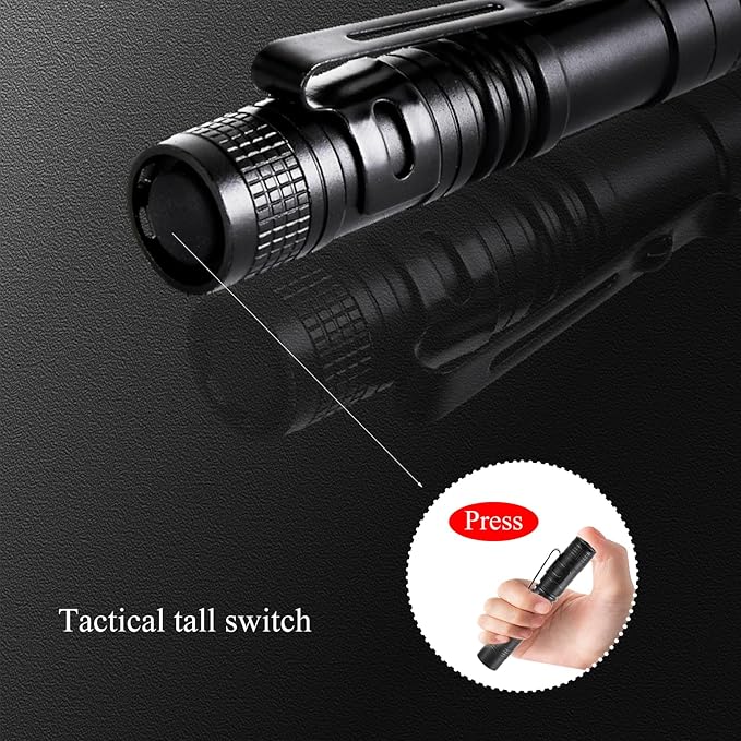 Mini Flashlight, 3 Pack Pocket Flashlight, Small Pen Light Flashlights with Clip, AAA Battery Powered Portable Pen Flashlights Ideal for Emergency Repair Camping and Outdoor Use White Light