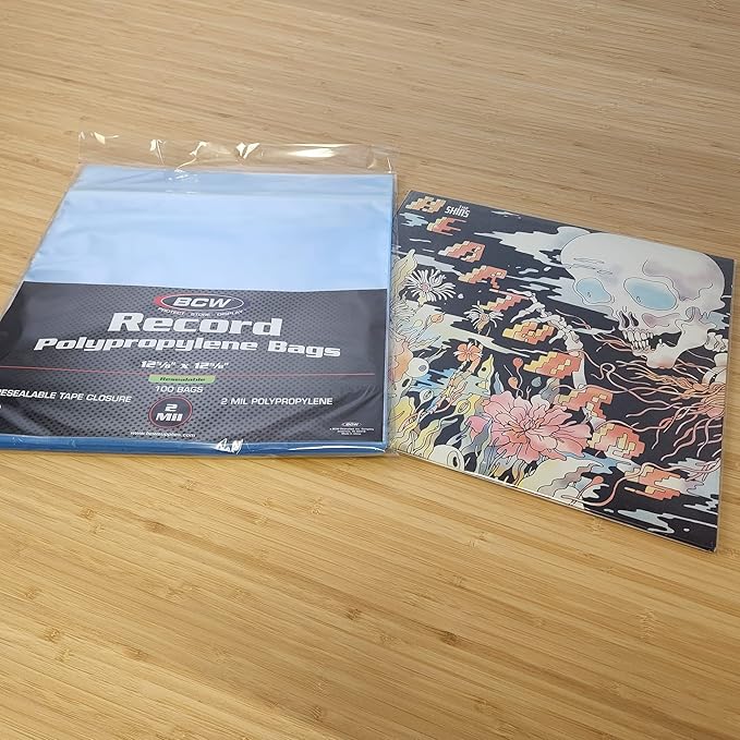 BCW Resealable 33 RPM Record Bags - Snug Fit, Crystal Clear | Archival Safe Vinyl LP Sleeves with Resealable Adhesive Flap | Holds Single & Double LPs | Polypropylene
