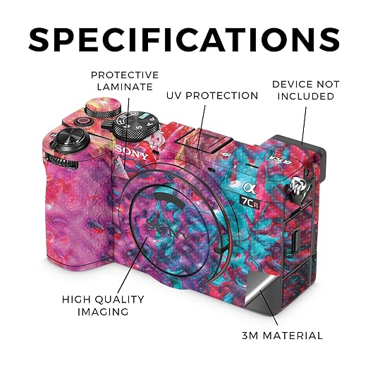 Carbon Fiber Camera Skin Compatible with Sony Alpha 7CR Camera (2023) - Paint Party - Premium 3M Vinyl Protective Wrap Decal Cover - Easy to Apply | Crafted in The USA by MightySkins