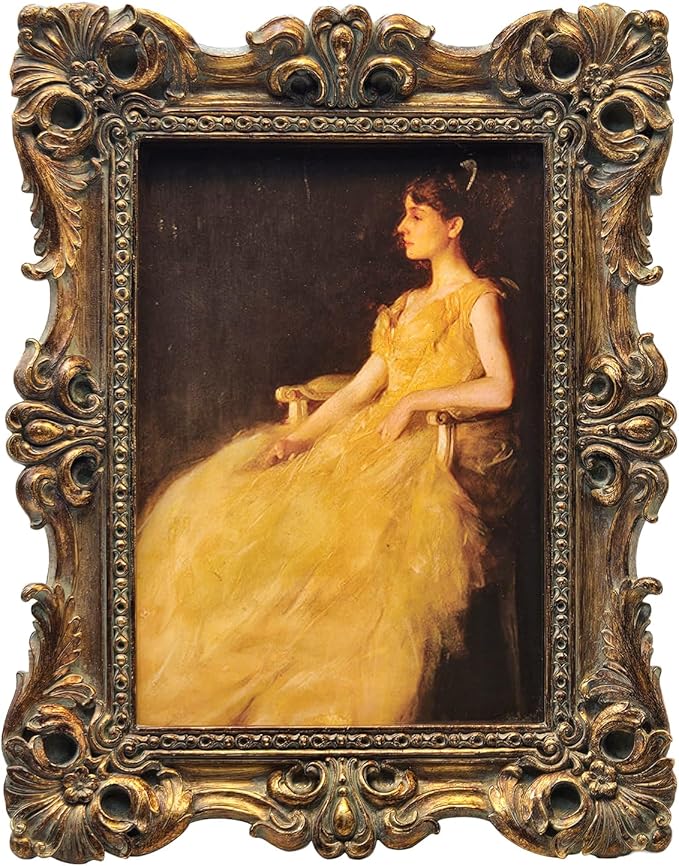 CISOO 5x7 Vintage Picture Frame Antique Ornate Bronze Gold Photo Frame, for Table Top and Wall Display, Decorative Floral Design Retro Home Decor, Photo Gallery Art
