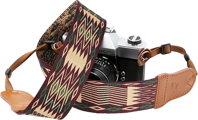 Padwa Lifestyle Vintage Camera Strap - 2" Wide Woven Embroidered Floral Pattern Shoulder Neck Camera Straps for Photographers，Great Gift for Men & Women Photographers