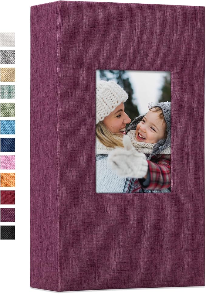 Vienrose Linen Photo Album 300 Pockets for 4x6 Photos Fabric Cover Photo Books Slip-in Picture Albums Wedding Baby Purple