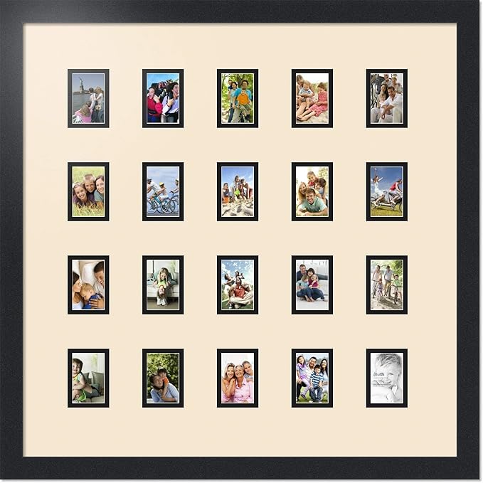 Art to Frames Double-Multimat-398-825/89-FRBW26079 Collage Photo Frame Double Mat with 20-2x3 Openings and Satin Black Frame