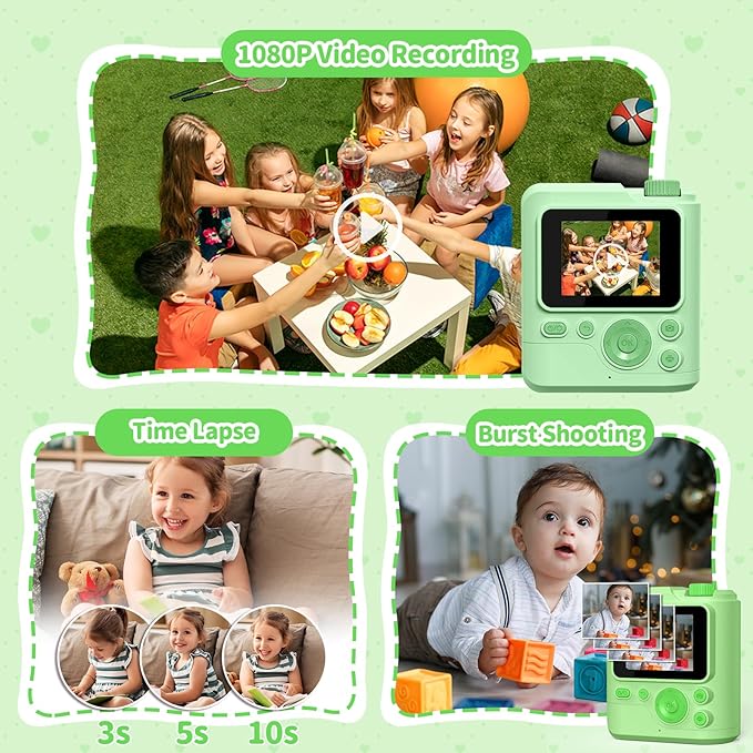 Kids Camera Gifts for Girls Boys - Christmas Birthday Xmas Gift for Girl Boy Age 3 4 5 6 7 8 9 10 11 12 Year Old - Instant Print Digital Toys Ages 3-5 6-8 8-12 Years Olds - Toddler Learning Kid Toy