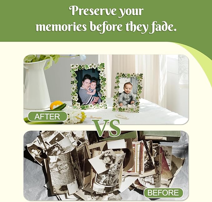 Green Flower Picture Frame 4x6 Blossom Photo Frame for Tabletop Display, Decorative Flower Design Home Decor
