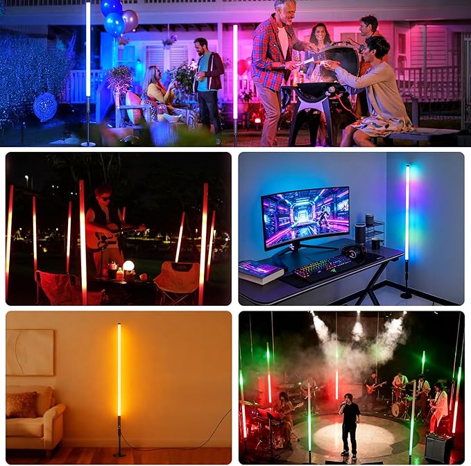 6Pack 4ft RGB Tube Light Portable 5000mAh Battery Powered with Stand Handheld Color Neon Light Bar LED Video Light with Bag for Photography DJ Dance Party Stage Painting Photo Booth Lighting