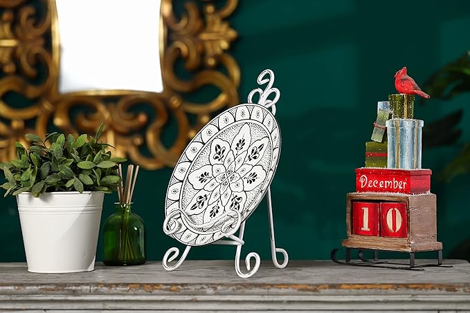 Plate Stand For Display 13.7" H White Plate Easel Display Stand Picture Frame Stand