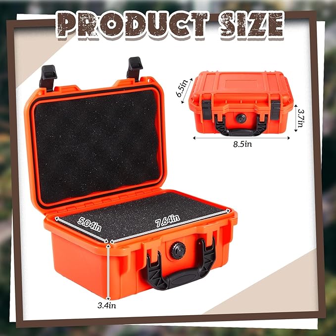 Relaxweex 1 Pcs 8.5 x 6.5 x 3.7 Inch Waterproof Hard Case with DIY Customizable Foam Insert Portable Protective Case with Knife for Camera Drones Equipments Tools Test Instruments (Reddish Orange)
