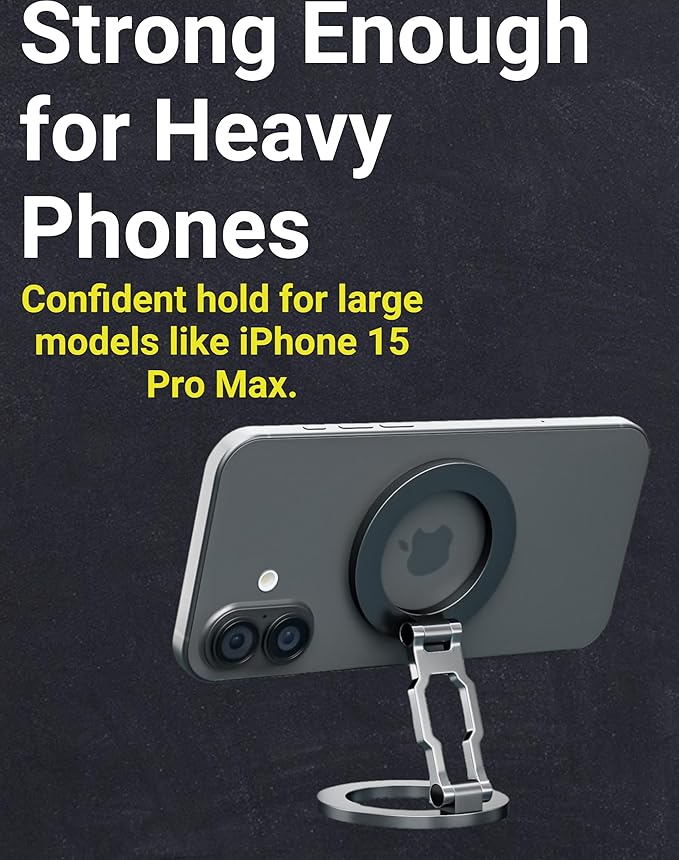 Thick Desk Stand & Dual Magnetic Phone Holder for MagSafe and Android. Magnetic Stand Scroller for iPhone. Dual Magnet Mount for Gym, Office, and Home Use - Not for Pocket