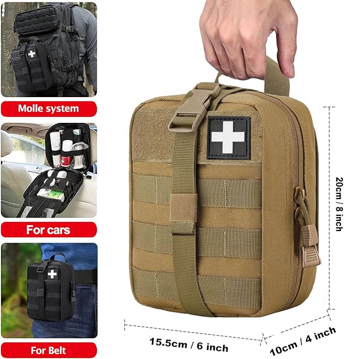 first aid kit bag empty Molle ifak pouch emt tactical medical pouch med rip away belt pouch small rescue tool pouches (TAN)
