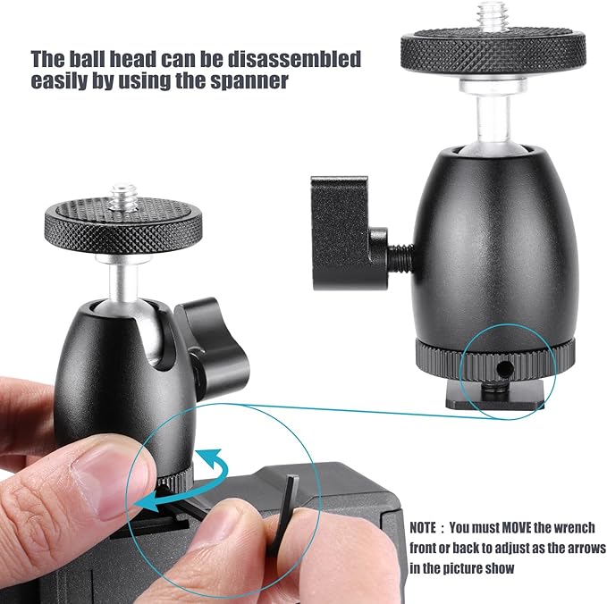 Neewer Mini Tripod Ball Head Mount, 1/4 inch Screw with Phone holder, Lock and Hot Shoe Mount Adapter Compatible with Compact DSLR Camera, LED Light,Ring Light,Load Up to 4.4 pounds/2 kilograms