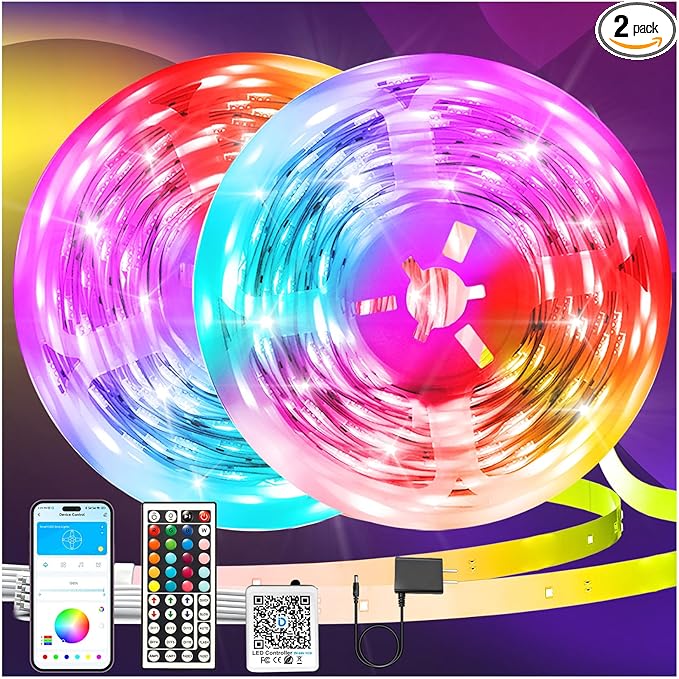 DAYBETTER LED Strip Lights 150 ft, Smart LED Lights for Bedroom, Bluetooth Led Light Strips with Remote, App Control, DIY Colors, RGB Color Changing LED Strip Lighting Music Sync, Party, Room Decor