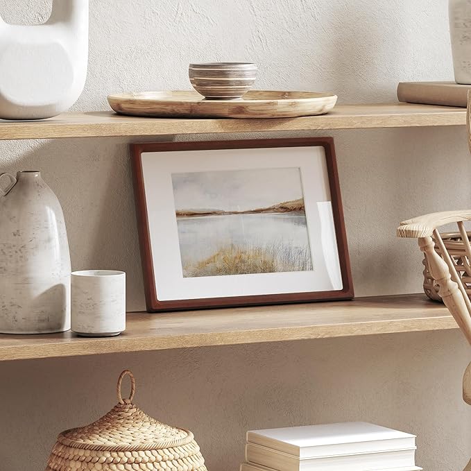 4x6 Picture Frame, USA-Sourced Natural Mahogany Wood Photo Frame with Tempered Glass, Handcrafted Rounded Corner 4 x 6 Wooden Frame Matted to 3.5x5 Photos, Wall or Tabletop Display